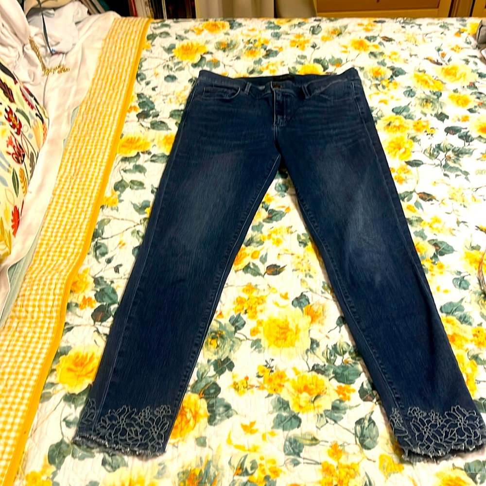 Ann Taylor 10 T The Skinny Jeans with embroidery at ankles